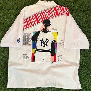 NWT New York Yankees Cliff Engle Vintage 80s Button Up Dress Shirt Men’s Size L